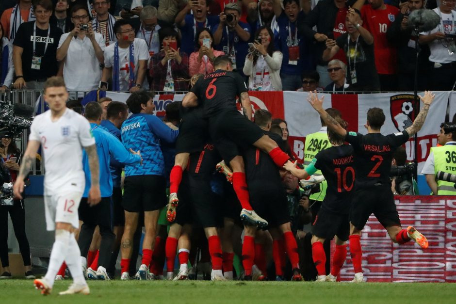 Pasaulio futbolo čempionato pusfinalis: Kroatija - Anglija 2:1