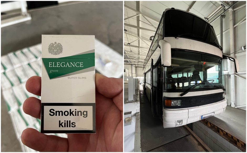 Muitininkai keleiviniame autobuse aptiko kontrabandinių cigarečių slėptuvę