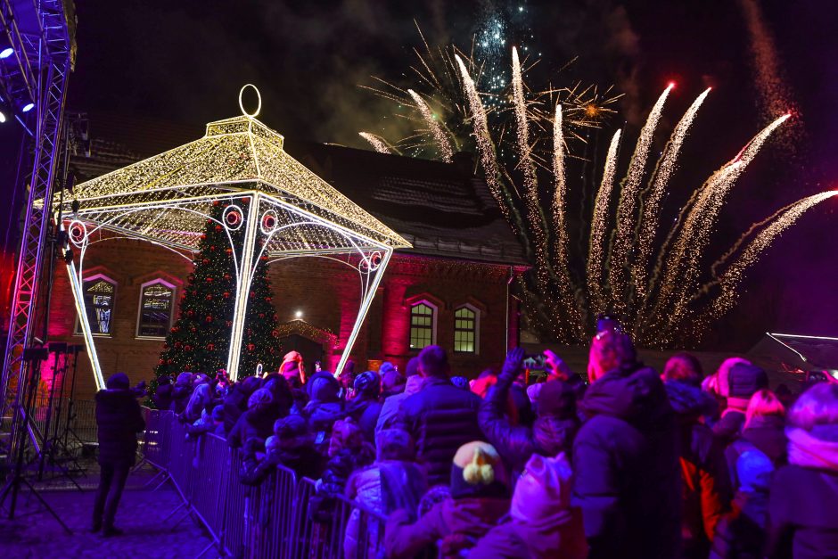 Raudondvario dvare įžiebta pagrindinė Kauno rajono Kalėdų eglė