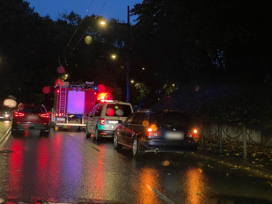 Ant Parodos kalno stulpelį kliudęs automobilis įklampino vairuotojus spūstyje