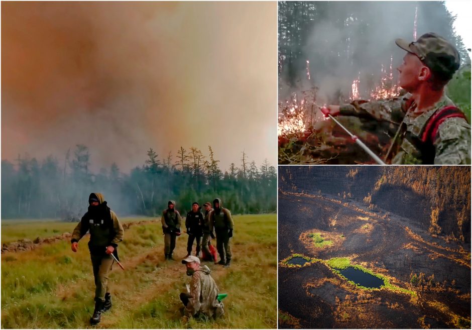 Sibire miškų gaisrai sukėlė pavojų gyvenvietėms, naftos bazei