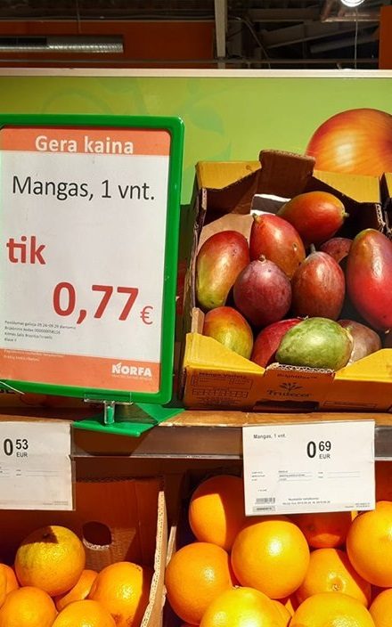 Parduotuvėje „Norfa“ – painiava dėl kainų: per akciją mangas pabrango?