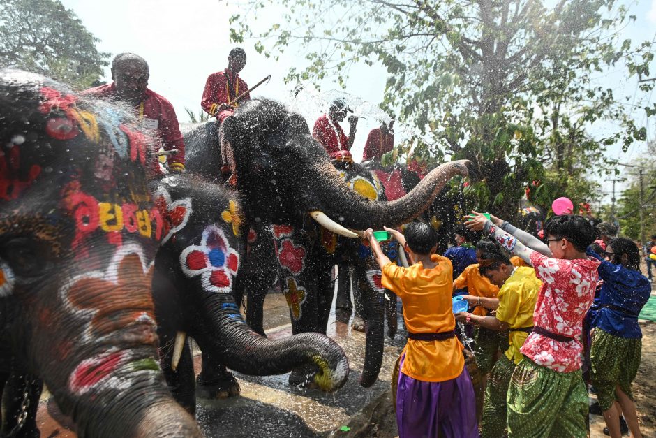 Vandens mūšiai su drambliais pradeda Tailando Naujųjų metų šventę