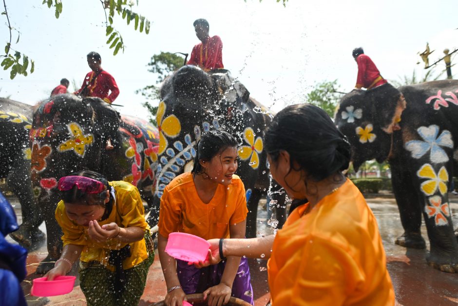 Vandens mūšiai su drambliais pradeda Tailando Naujųjų metų šventę