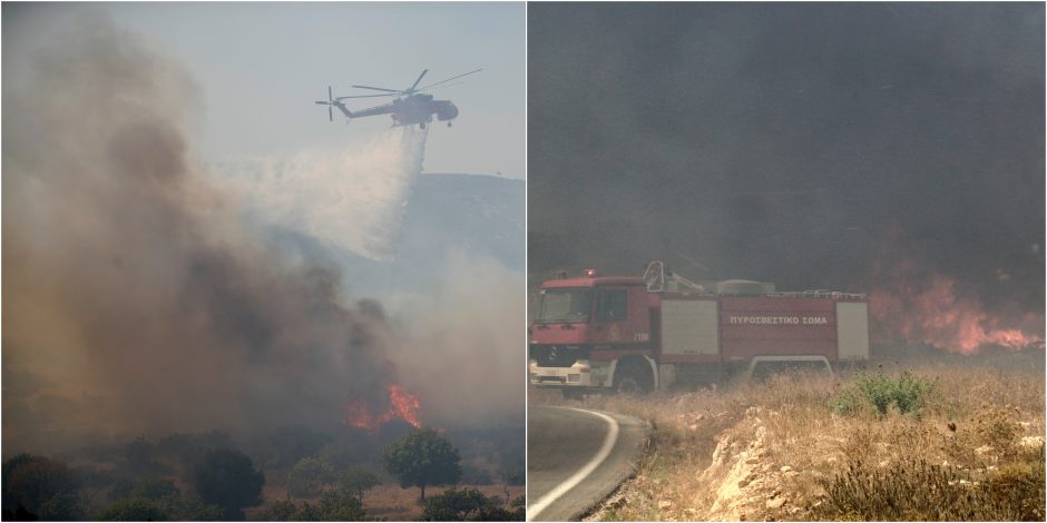 Graikijos ugniagesiai suvaldė didžiulį miško gaisrą: liepsnų aukštis siekė 20 metrų