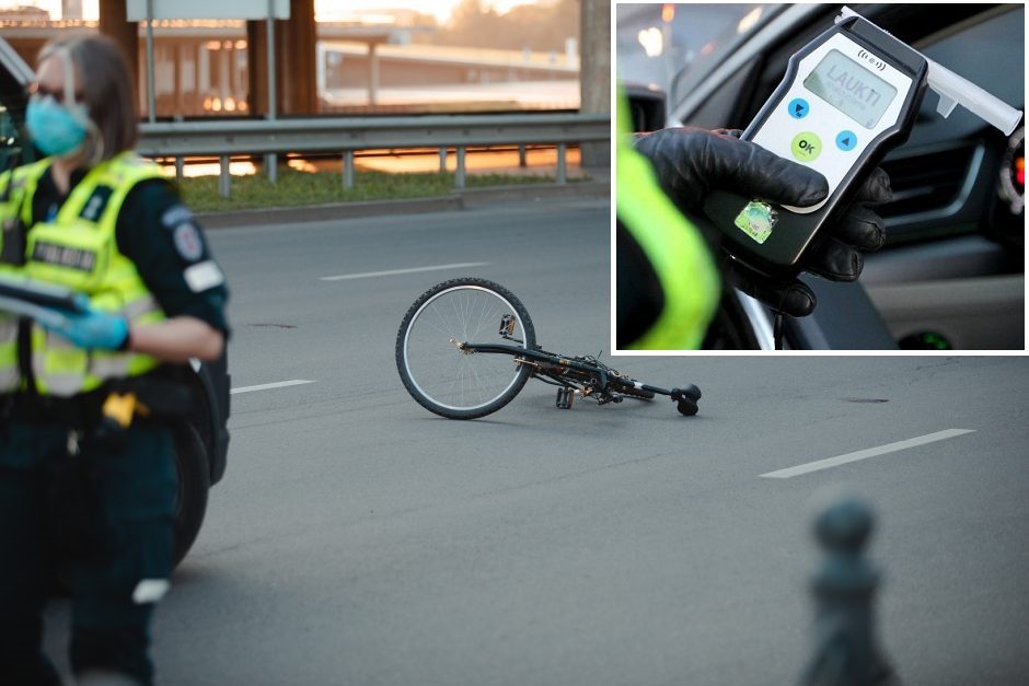 Girtas vairuotojas partrenkė dviratininką, bet nuvažiavo toliau, o tada kliudė BMW