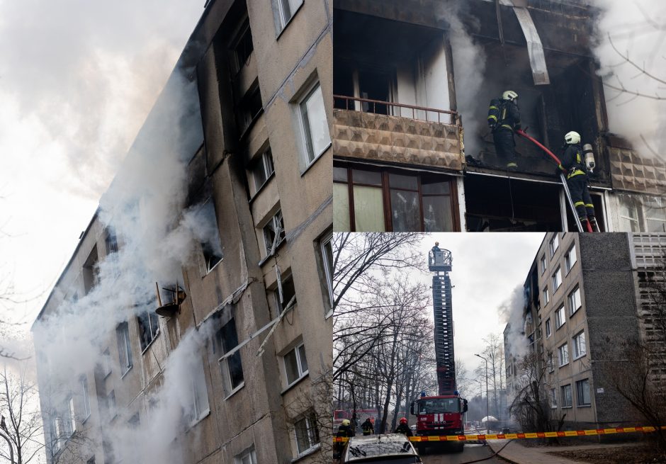 Siaubingas gaisras Viršuliškėse: griuvo užsidegusių butų perdanga, keturi žmonės – ligoninėje