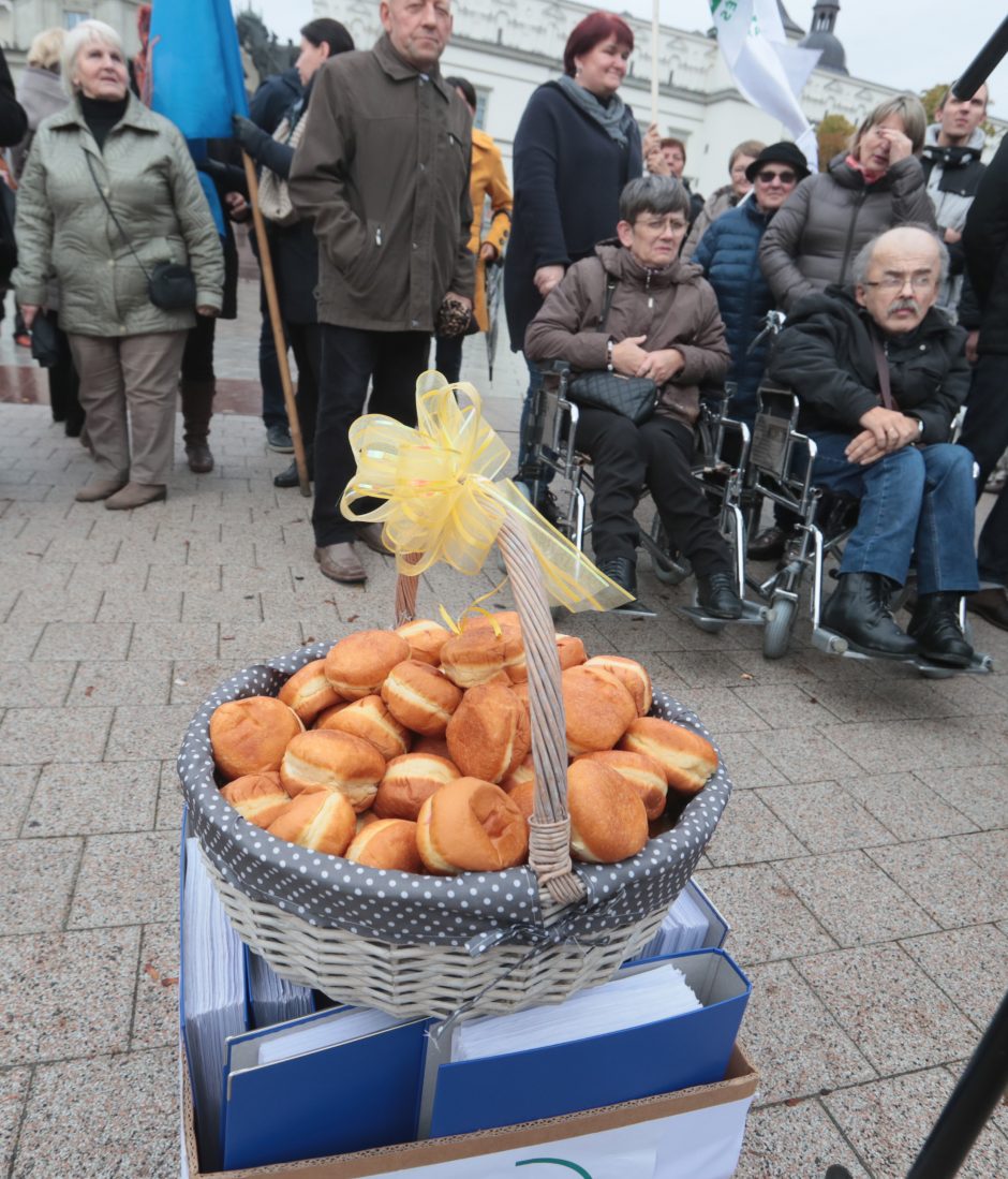 Jungtis prie Kauno nenorintys rajono gyventojai ministrei įteikė parašus ir spurgų 
