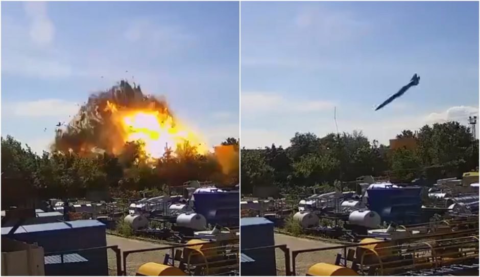 Ukraina paskelbė įrašą, kaip Rusijos paleista raketa rėžėsi į prekybos centrą Kremenčuke