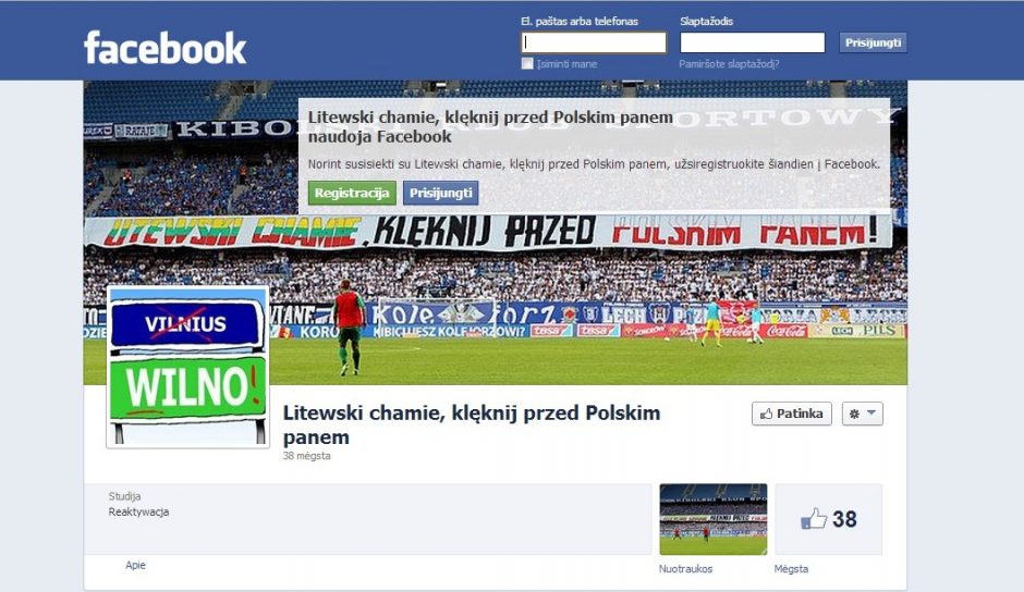 Lenkų fanai nerimsta: feisbuke pasirodė dar viena nesantaiką kurstanti paskyra