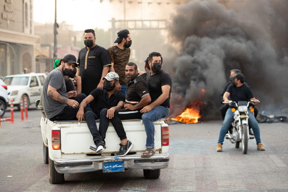 Per susirėmimus Bagdado Žaliojoje zonoje žuvo du protestuotojai