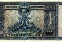 Adomas Galdikas. Lietuvos banko 1000 litu banknoto reverso pavyzdys. 1924 m. gruodžio 11 d. laida.