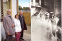 Dublis: Jonas Rytis, Meilutė ir Valensas po K.Kizinio buto langu, pabėgę iš tremties 1948 m. ir ten pat po 70 metų.