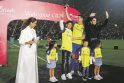 Žvaigždė: sausio 3-iąją vykęs C. Ronaldo pristatymas Karaliaus Saudo universiteto stadione virto trumpu šou – jame dalyvavo ir futbolininko partnerė Georgina Rodriguez bei judviejų vaikai.