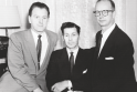 Veikla: Lietuvos jūrininkų sąjungos užsienyje valdybos nariai M. Slabšys, R. Vilčinskas-Vilkas ir A. Milaševičius Niujorke, 1954 m.