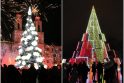 Kauno Kalėdų eglė (kairėje) ir Vilniaus Kalėdų eglė (dešinėje)