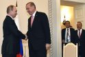 Recepas Tayyipas Erdoganas (dešinėjė) ir Vladimiras Putinas (kairėjė) 