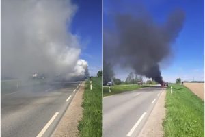 Kelyje link Klaipėdos ritosi dūmų kamuoliai: ugnies fakelu virto „Citroen“