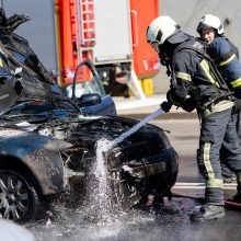 Vilniaus rajone atvira liepsna dega automobilis