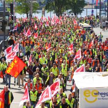 Streikai paralyžiavo uostų darbą Vokietijos šiaurėje