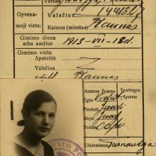 Tenisininkės Jadvygos Ščiukauskaitės LR piliečio vidaus paso kortelė. 1932 m.