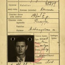 Krepšininko ir stalo tenisininko Eugenijaus Nikolskio LR piliečio vidaus paso kortelė. 1937 m. 