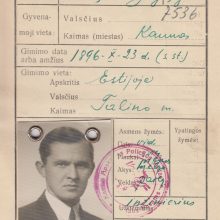 Dviračių sporto, futbolo, greitojo čiuožimo, krepšinio, ledo ritulio pradininko Kęstučio Bulotos LR piliečio vidaus paso kortelė. 1936 m. 