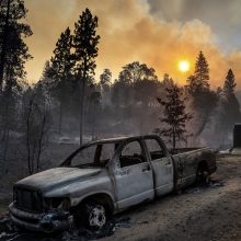 Dėl didžiulio gaisro netoli JAV Josemičio parko tūkstančiams žmonių nurodyta evakuotis