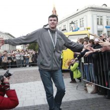 Krepšininkai po sutiktuvių Vilniaus rotušės aikštėje: tai pats geriausias įvertinimas