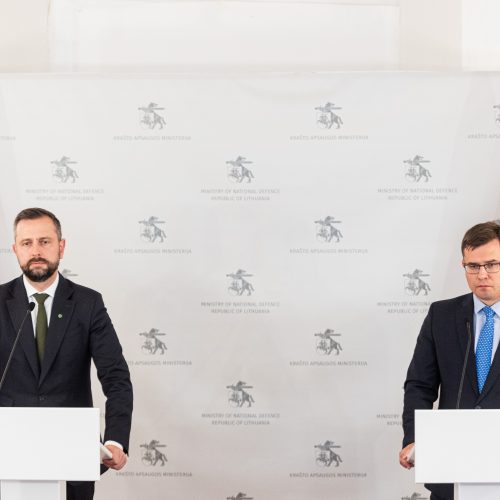 L. Kasčiūno ir Lenkijos gynybos ministro spaudos konferencija.  © P. Peleckio/BNS nuotr.