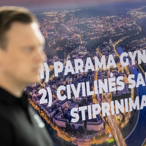 Valdas Benkunskas pristato rengiamą Vilniaus saugumo politikos planą   © P. Peleckio / BNS nuotr.
