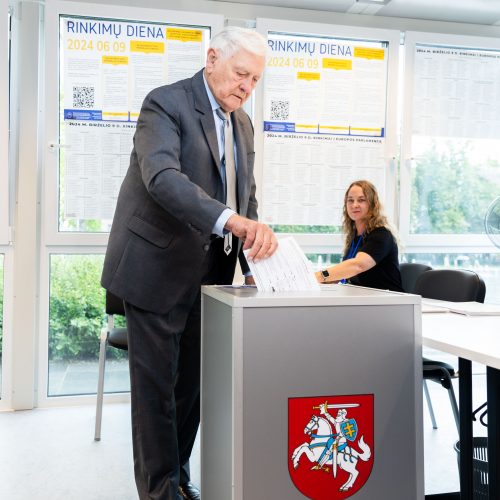 V. Adamkus balsavo išankstiniuose EP rinkimuose  © S. Lisausko / BNS nuotr.
