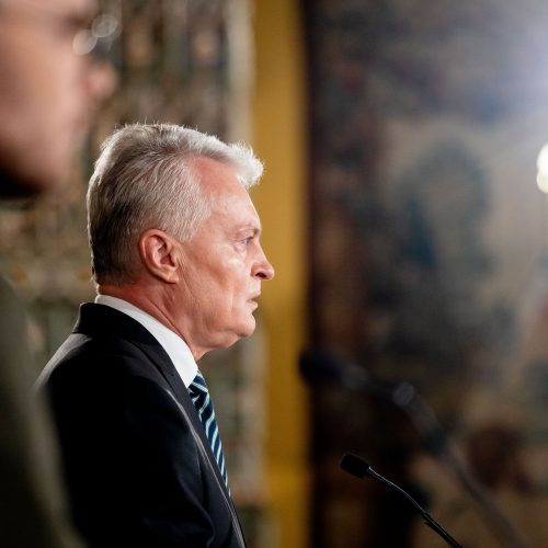 G. Nausėdos spaudos konferencija po antrojo prezidento rinkimų turo  © L. Balandžio / BNS nuotr.