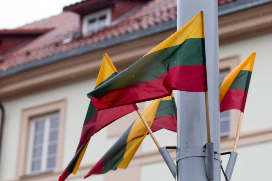 Miškelyje voliojosi suniokota Lietuvos vėliava