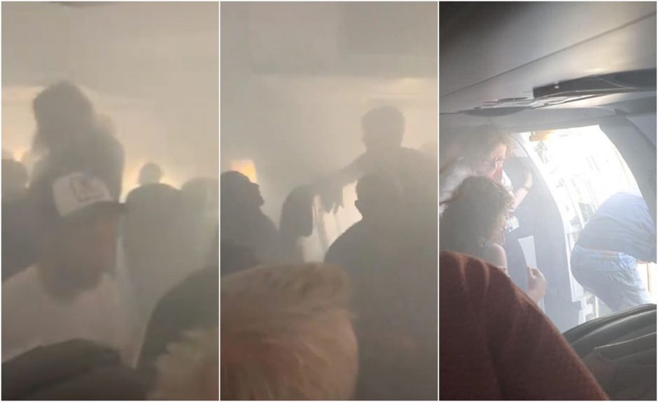 Siaubo filmą primenantis skrydis iš Londono: lėktuve – dūmų kamuoliai (vaizdo įrašas)