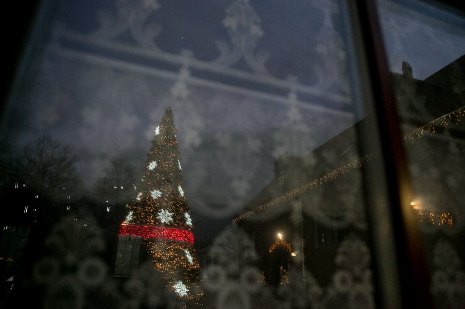 Raudondvaryje įžiebta kalėdinė eglutė