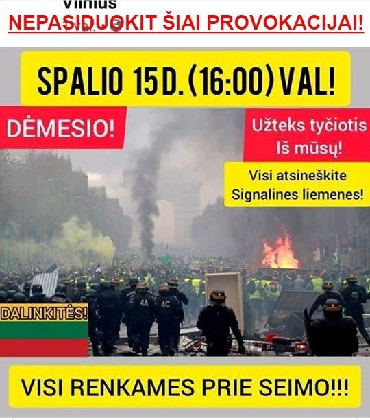 Feisbuke į protestą prie Seimo kvietusiems asmenims – policijos įspėjimas