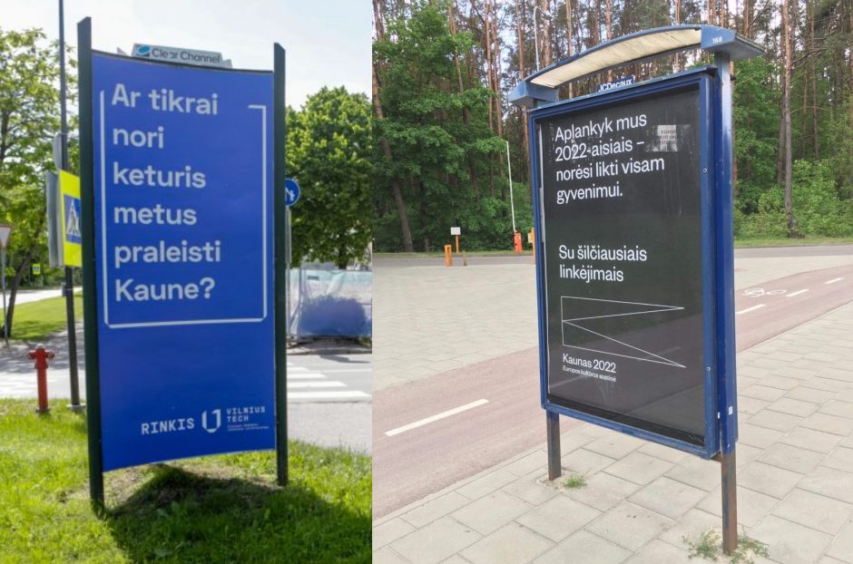 Kaunas į VGTU reklamas atsakė ir Vilniuje: kviečia čia atvykti ir pasilikti visam gyvenimui