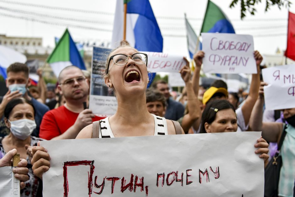 Chabarovske įvyko naujas didelis protestas dėl gubernatoriaus arešto
