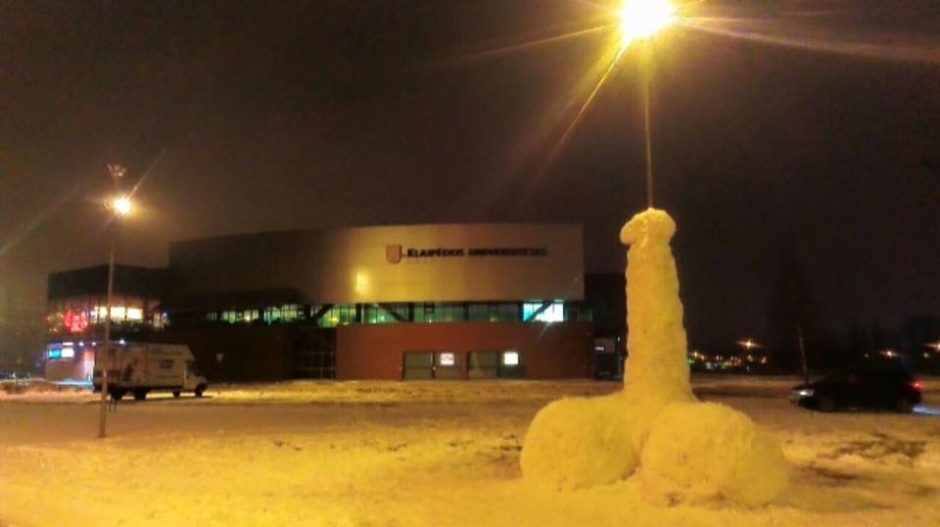 Šokiravo nepadori sniego skulptūra