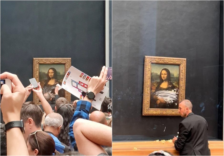 Į paveikslą „Mona Liza“ Luvre sviestas tortas