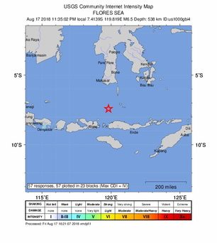 Netoli Indonezijos krantų įvyko stiprus žemės drebėjimas