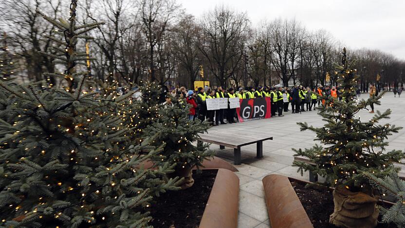 S. Dariaus ir S. Girėno stadioną stačiusių turkų protesto akcija