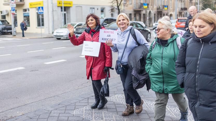 Mokytojų streikas prie Vyriausybės