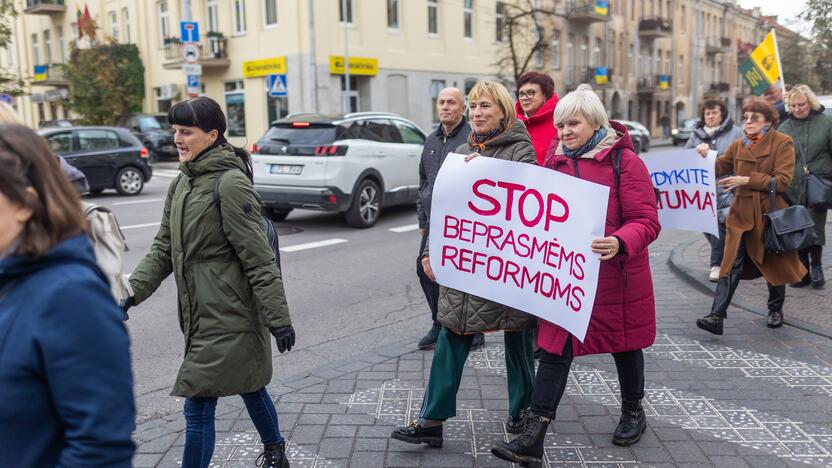 Mokytojų streikas prie Vyriausybės