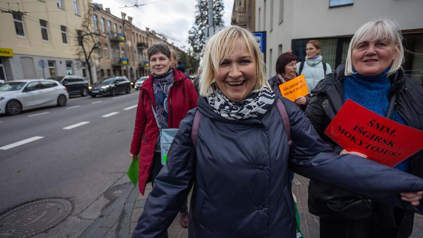 Mokytojų streikas prie Vyriausybės