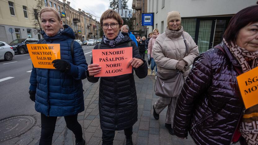 Mokytojų streikas prie Vyriausybės