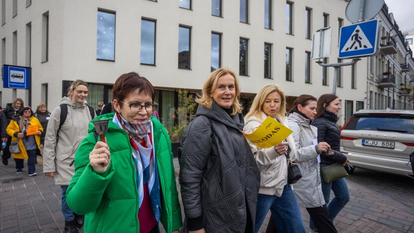 Mokytojų streikas prie Vyriausybės