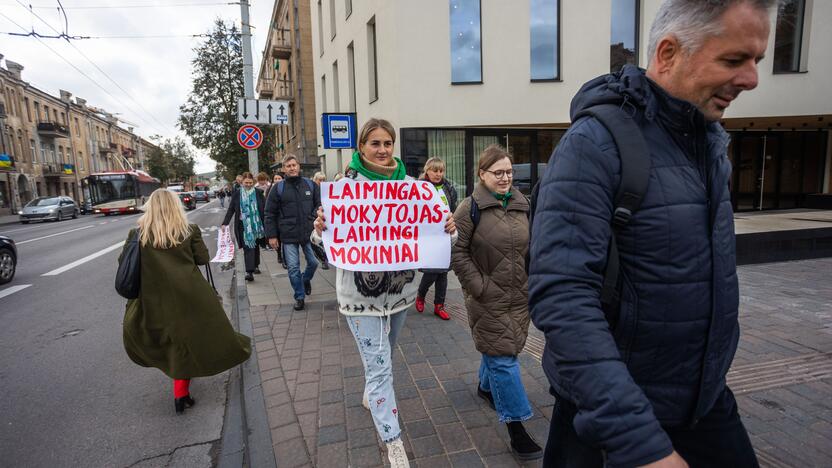 Mokytojų streikas prie Vyriausybės