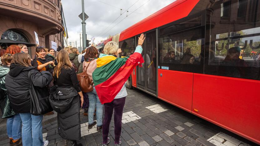 Mokytojų streikas prie Vyriausybės